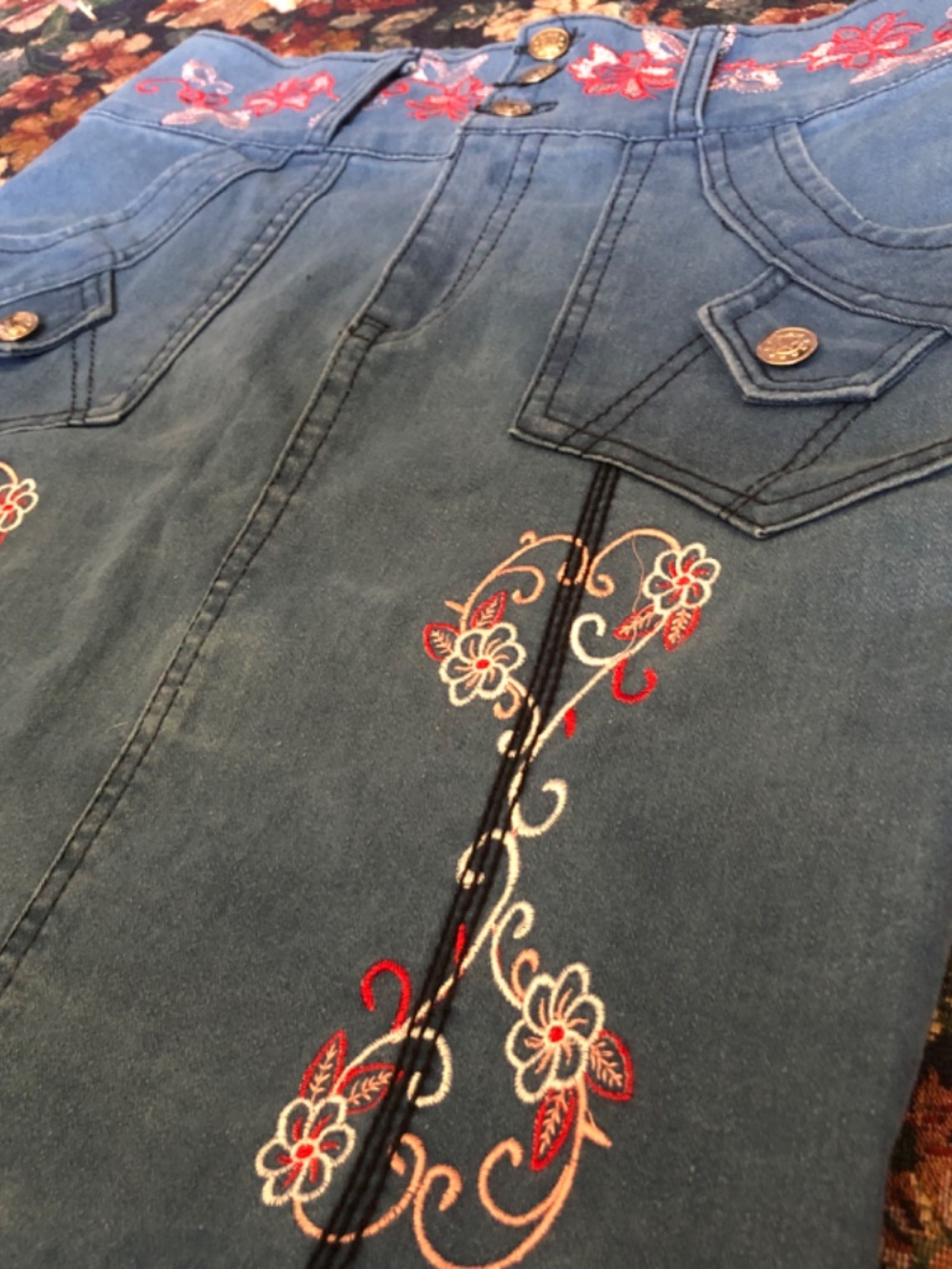 Vintage Y2K Embroidered Corset High Waist Denim Skirt 28 - Picture 8 of 8